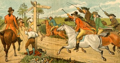 John Gilpin auf seinem durchgehenden Pferd, verfolgt von Passanten von Randolph Caldecott