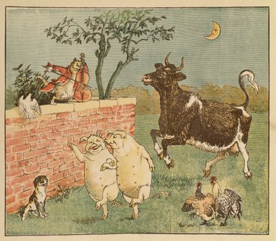 Die Katze und die Geige und die Kuh - Illustrationen aus Hey Diddle Diddle von Randolph Caldecott