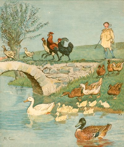 Der Bauernjunge mit Hühnern und Enten, ca. 1881 von Randolph Caldecott