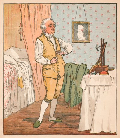 Der gute Mann von Islington beim Ankleiden, ca. 1879 von Randolph Caldecott
