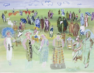 Poiret Mannequins bei den Rennen, mit blauen Schirmen von Raoul Dufy