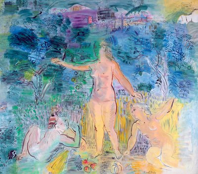Der Lauf der Seine: Von Rouen nach Le Havre, linkes Panel eines Triptychons von Raoul Dufy