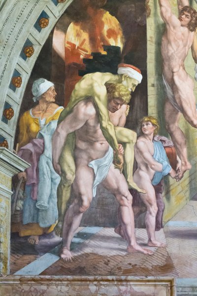 Das Feuer im Borgo (Detail) von Raphael (1483 1520) (& studio)