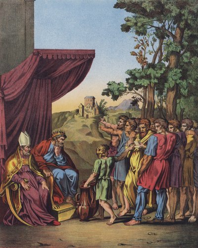 Josua leitet die Zuteilung der Ländereien Kanaans an die Stämme Israels von after Raphael