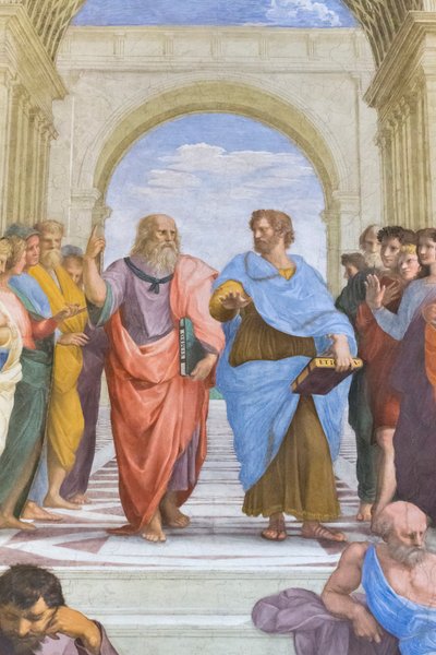 Aristoteles und Plato: Detail aus der Schule von Athen in der Stanza della Segnatura von Raphael (1483 1520)