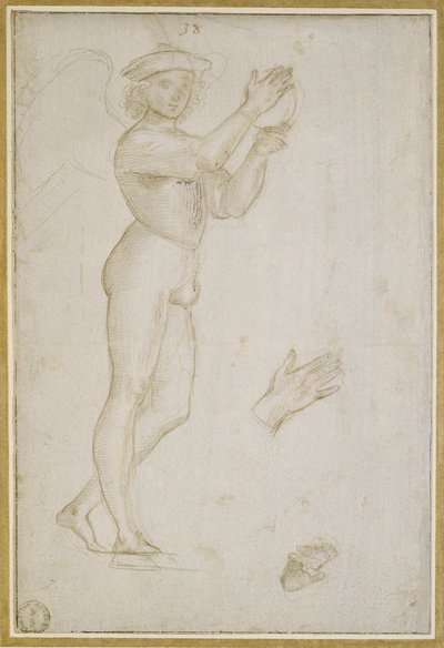 Studie eines jungen Mannes, der Musik macht von Raphael