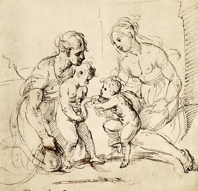 Entwurf für die Heilige Familie aus dem Haus Canigiani in München von Raffaello Sanzio Raphael