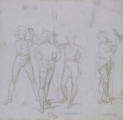 Gruppe von vier stehenden Soldaten, ca. 1503 von Raphael