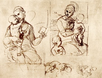 Zwei Madonnenstudien von Raffaello Sanzio Raphael