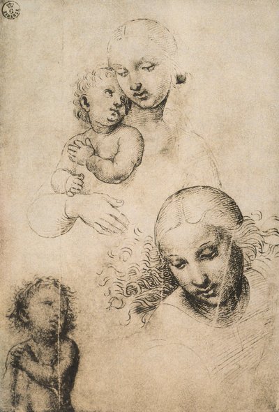 Studie für eine Madonna mit Kind, Zeichnung von Raffaello Sanzio. Gabinetto dei Disegni e delle Stampe, Uffizien, Florenz von Raffaello Sanzio Raphael