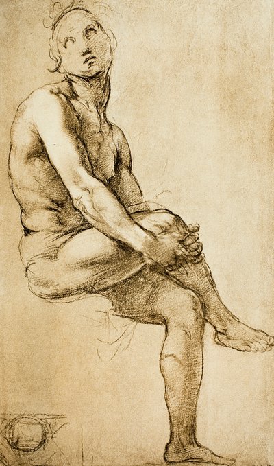 Studie einer menschlichen Figur, Zeichnung von Raphael, Kabinett der Zeichnungen und Drucke, Uffizien, Florenz von Raffaello Sanzio Raphael