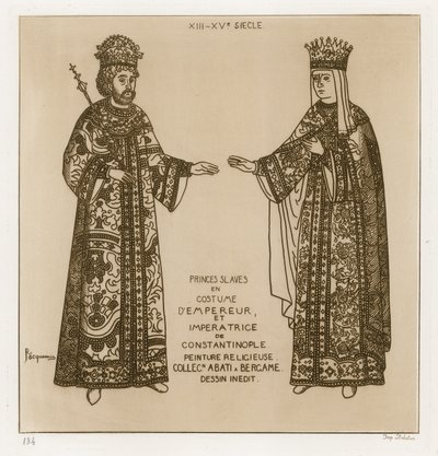 Slawische Fürsten in Kostümen als Kaiser und Kaiserin von Konstantinopel (Stich) von Raphael Jacquemin