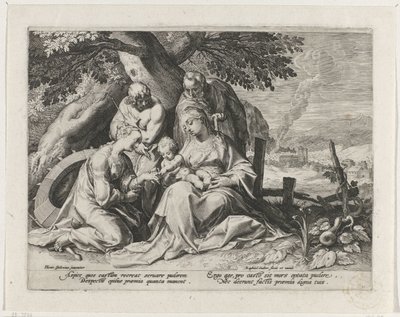 Heilige Familie mit heiliger Katharina und heiligem Sebastian von Raphaël Sadeler (I)