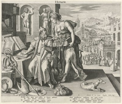 Mittelalter unter dem Einfluss der Ehre (Die vier Lebensalter) von Raphaël Sadeler (I)