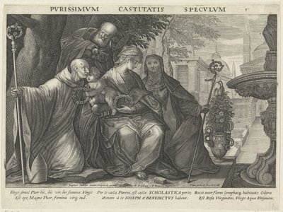 Heilige Familie mit dem Heiligen Benedikt und der Heiligen Scholastika von Raphaël Sadeler (II)