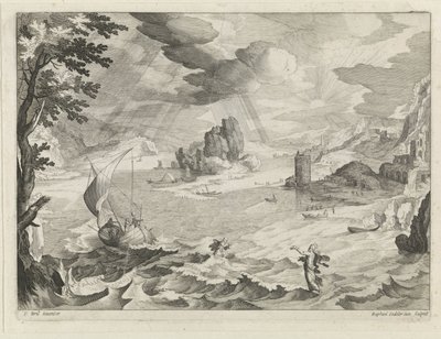 Seestück mit Christus und seinen Jüngern im Sturm auf dem See Genezareth von Raphaël Sadeler (II)