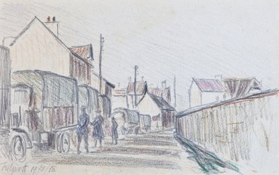 Konvoi von Militärfahrzeugen bei Trilport, ca. 1914-18 von Raymond Bonnefon