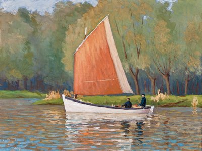 Zwei Fischer auf einem Boot, Gironde-Mündung von Raymond Bonnefon