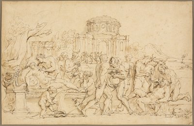 Bacchus und Ariadne, mit Silenus, Nymphen und Satyrn von Raymond de Lafage