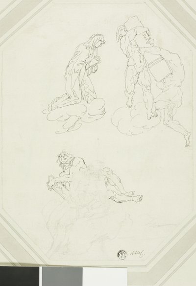 Betende Jungfrau und Figuren in Wolken von Raymond de Lafage