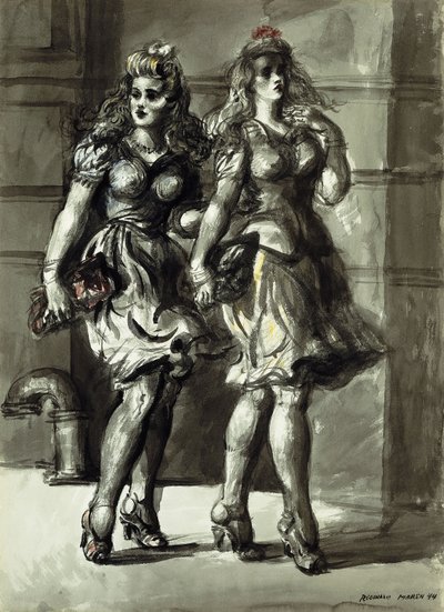 Zwei junge Frauen beim Gehen von Reginald Marsh