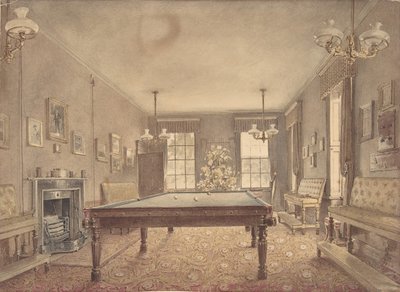 Innenraum des Billardzimmers im Lupton House, Devonshire, entworfen von George von Reid Turner