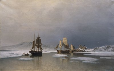 Segelschiffe auf gefrorenem Fjord von Reinholdt Boll