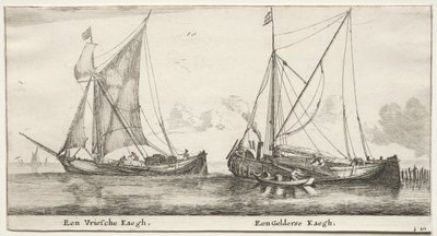 Schiffe von Amsterdam: Ein friesischer Bilander. Ein Gelderscher Bilander von Reinier Nooms