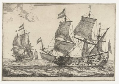 Zwei große Kriegsschiffe (Dreizehn Szenen mit Schiffen) von Reinier Nooms