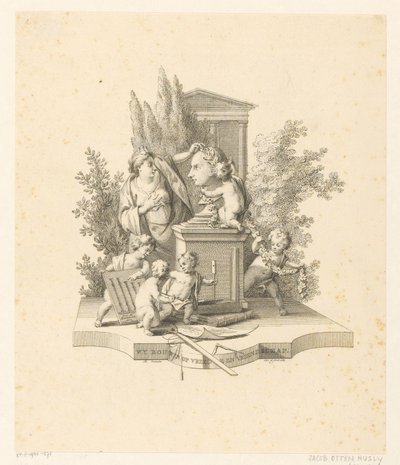 Allegorische Darstellung mit einer Büste von Jacob Otten Huslij von Reinier Vinkeles (I)