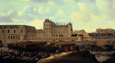 Louvre und Petit Bourbon vom Seine-Ufer aus gesehen, Paris, 17. Jahrhundert von Reinier Zeeman