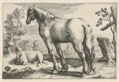 Landschaft mit zwei Pferden von Reinier van Persijn