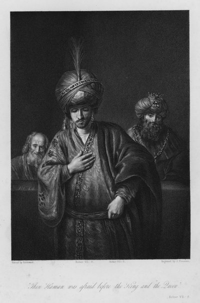 Hamans Verurteilung, Esther VII, 6 von Rembrandt Harmensz. van Rijn (after)
