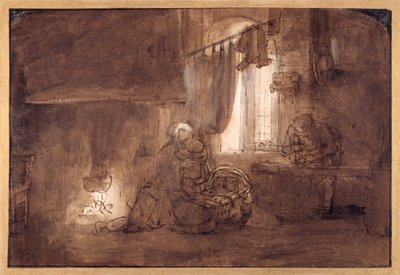 Die Heilige Familie in der Werkstatt des Zimmermanns von Rembrandt Harmensz. van Rijn (school of)