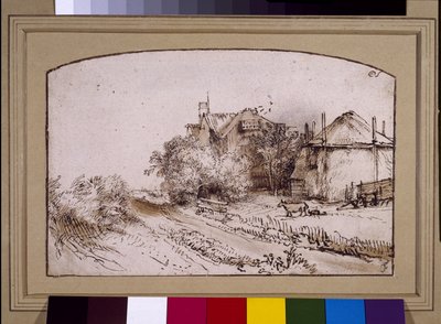 Ein Heuhaufen in der Nähe eines Bauernhofs von Rembrandt Harmensz. van Rijn