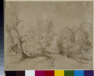 Eine bewaldete Straße, ca. 1650 von Rembrandt Harmensz. van Rijn