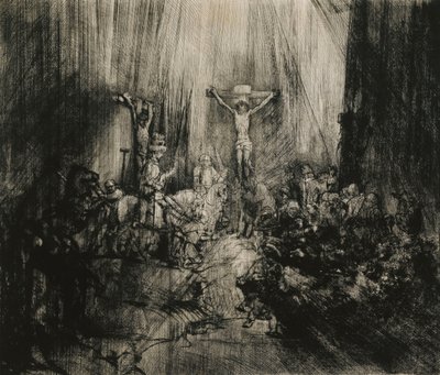 Christus gekreuzigt zwischen den beiden Dieben - "Die drei Kreuze", ca. 1653-1661 von Rembrandt van Rijn