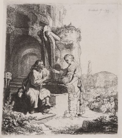 Christus und die Frau von Samaria: Unter Ruinen von Rembrandt van Rijn
