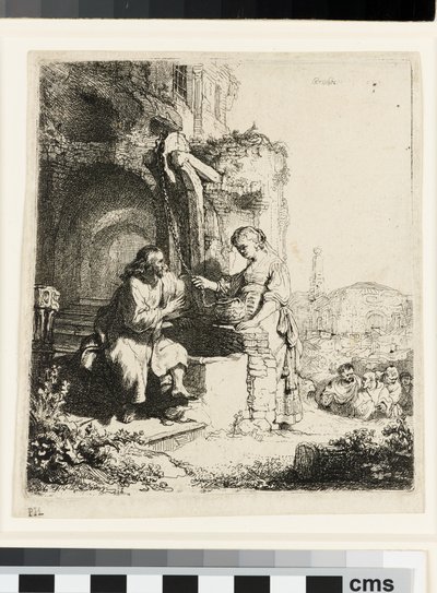 Christus und die Frau von Samaria unter Ruinen von Rembrandt van Rijn