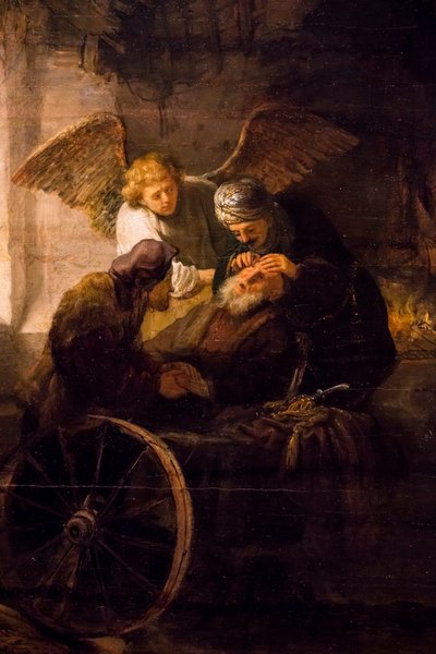 Tobias heilt seinen blinden Vater von Rembrandt Harmensz. van Rijn