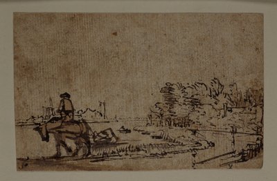 Ansicht auf die Amstel, mit einem Pferd, das einen Kahn zieht, um 1650 von Rembrandt Harmensz. van Rijn
