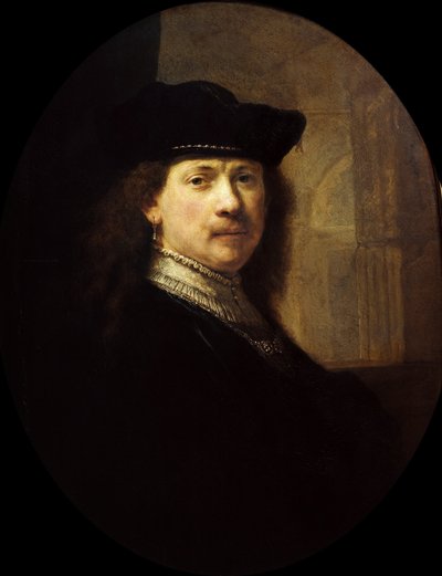 Selbstporträt mit architektonischem Hintergrund, ca. 1639 von Rembrandt van Rhijn,