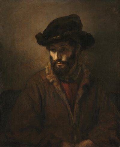 Ein bärtiger Mann mit Hut von Rembrandt van Rijn