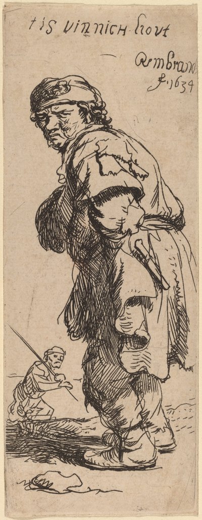 Ein Bauer ruft: "Es ist beißend kalt" von Rembrandt van Rijn