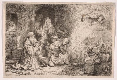 Engel verlässt die Familie des Tobias von Rembrandt van Rijn