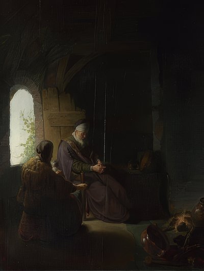 Anna und der blinde Tobit. Um 1630 von Rembrandt van Rijn