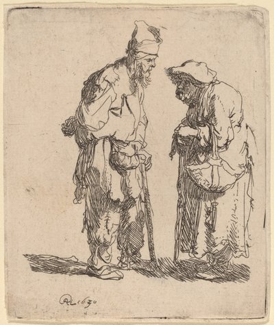 Bettler und Bettlerin im Gespräch von Rembrandt van Rijn