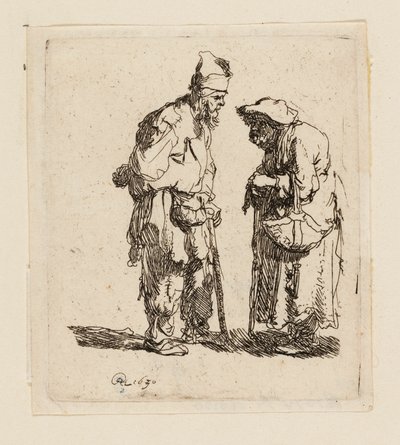 Bettler und Bettlerin im Gespräch von Rembrandt van Rijn
