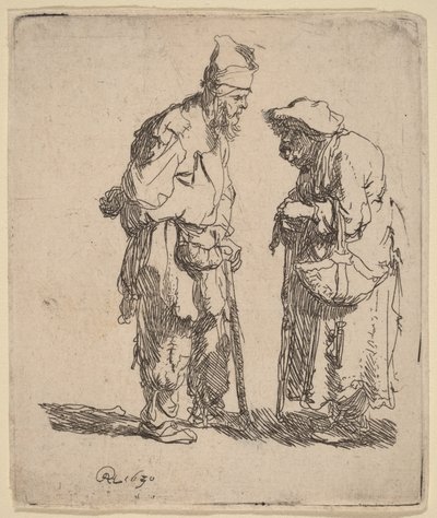 Bettler und Bettlerin im Gespräch von Rembrandt van Rijn