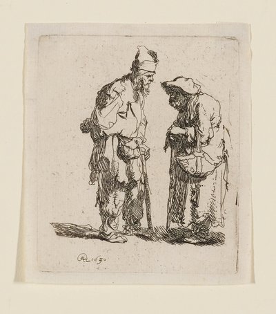 Bettler und Bettlerin im Gespräch von Rembrandt van Rijn